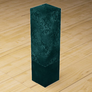 Midnight Teal Romance   Dark Satiny Grunge Damask Wine Box