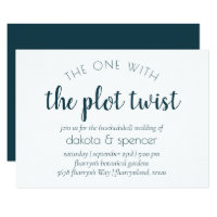 Midnight Teal Script | One with Wedding Plot Twist Invitation