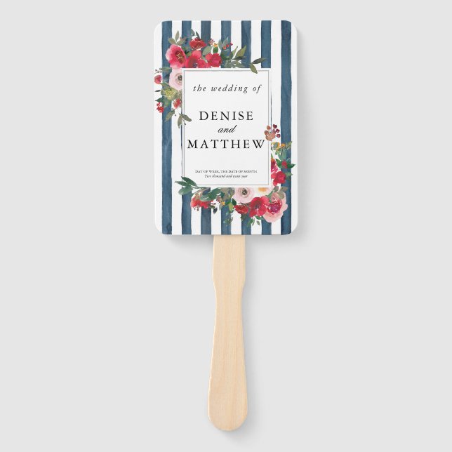 Midnight Teal Wedding  Hand Fan (Front)