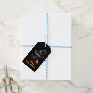 Midnight The Witchy Black Cat Halloween Gift Tags