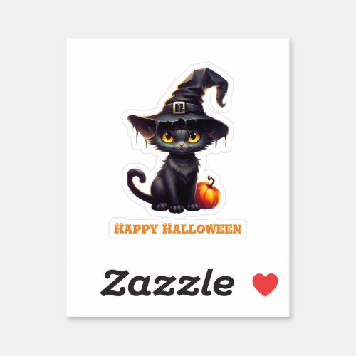 Midnight The Witchy Black Cat Halloween Sticker
