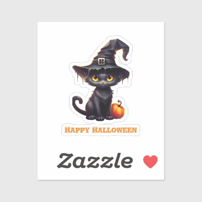Midnight The Witchy Black Cat Halloween Sticker (Sheet)