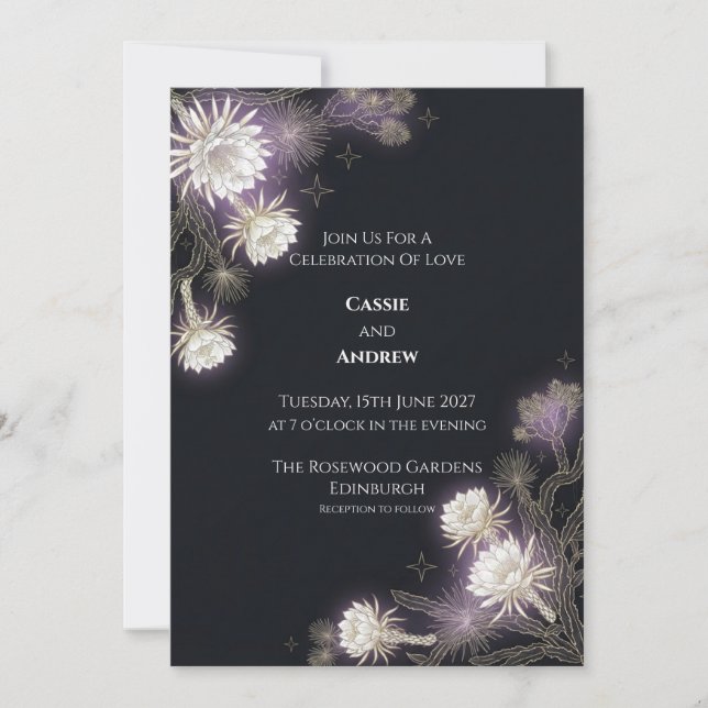 Midnight Thistle Celestial Wedding Invitation (Front)