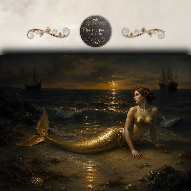 Midnight Tide Mermaid Decoupage Tissue Paper (Midnight Tide Mermaid Decoupage Tissue Paper)