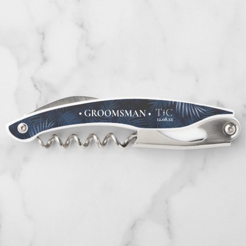 Midnight Tropical Palm Wedding Party Gift ID1322 Waiter's Corkscrew