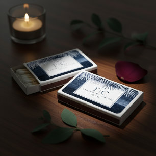 Midnight Tropical Palms Moody Blue ID1322 Matchboxes