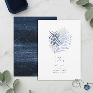 Midnight Tropical Palms Moody Blue ID1322 Save The Date