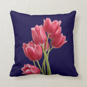 Midnight Tulips Throw Pillow