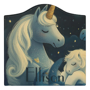 Midnight Unicorn Slumber Party Door Sign
