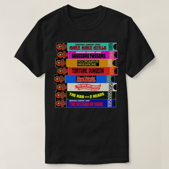 Midnight Video VHS Cult Horror Stack T-Shirt (Design Front)