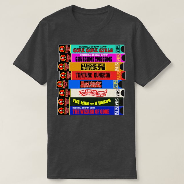 Midnight Video VHS Cult Horror Stack T-Shirt (Design Front)