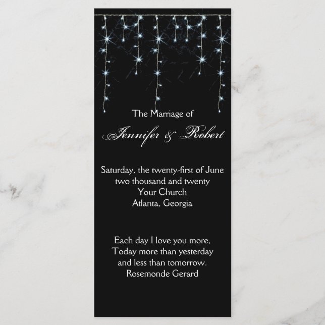 Midnight Vineyard Wedding Program (Front)