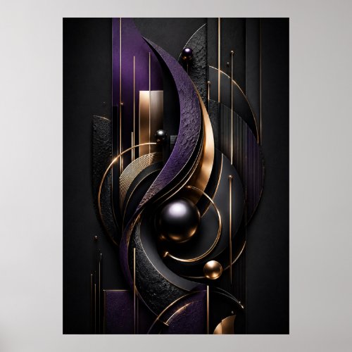 Midnight Violet Luxury 3D Abstract Poster