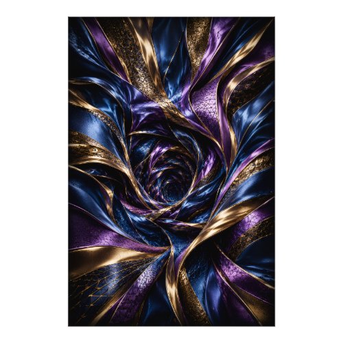 Midnight Violet Luxury 3D Abstract Vortex Poster