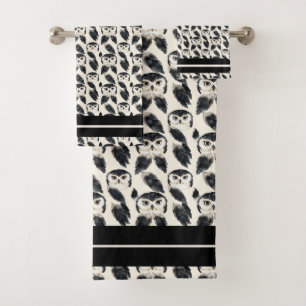 Midnight Watchers – Owls & Feathers in Flight Bath Towel Set
