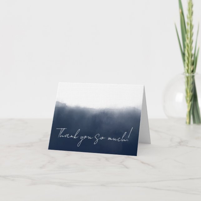 Midnight Watercolor Letterpress Thank You Card (Front)
