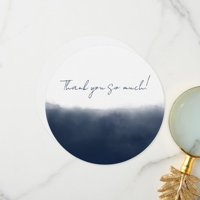 Midnight Watercolor Thank You Card (Front/Back In Situ)