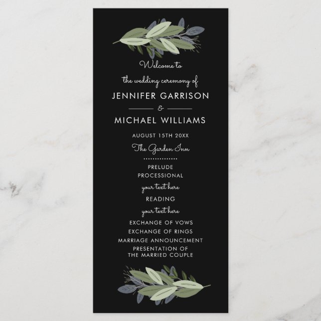 Midnight Wedding Sprigs Program (Front)