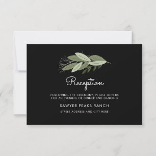 Midnight Wedding Sprigs Reception Card