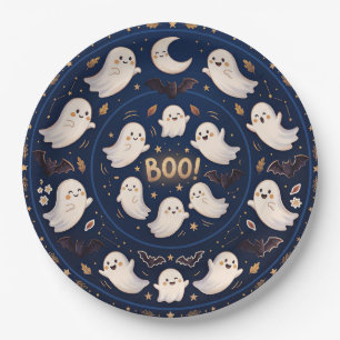 Midnight Whimsy Celestial Ghost Mandala Boo Paper Plates