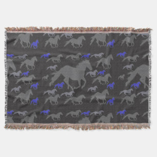 Midnight wild horses pattern blankie throw blanket