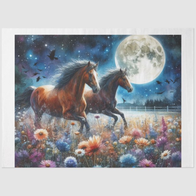 Midnight Wild Horses Tissue Paper (Front)
