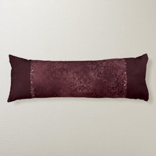 Midnight Wine Romance Dark Satiny Grunge Damask Body Pillow