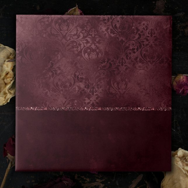 Midnight Wine Romance | Dark Satiny Grunge Damask Ceramic Tile (Creator Uploaded)