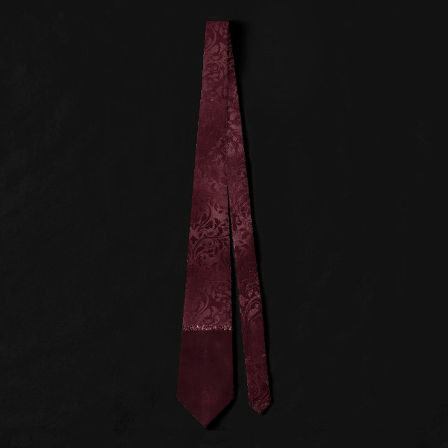 Midnight Wine Romance | Dark Satiny Grunge Damask Neck Tie (Creator Uploaded)