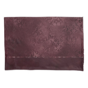 Midnight Wine Romance Dark Satiny Grunge Damask Pillow Case