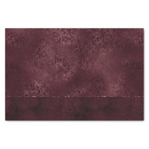 Midnight Wine Romance  Dark Satiny Grunge Damask Tissue Paper