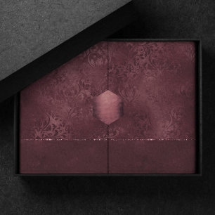 Midnight Wine Romance Dark Satiny Grunge Damask Tissue Paper