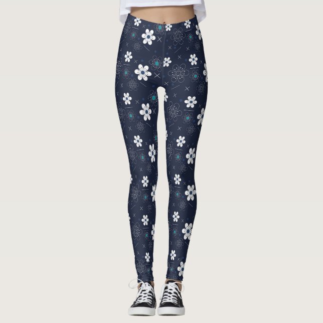 midnight winter flowers leggings (Front)