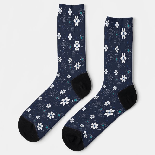 midnight winter flowers socks (Left)