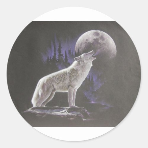 Midnight Wolf Classic Round Sticker