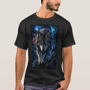 Midnight Wolf Fantasy Wildlife Wall Art T-Shirt
