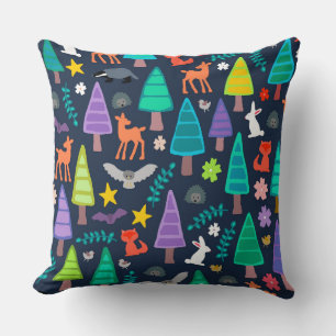 midnight woodland throw pillow