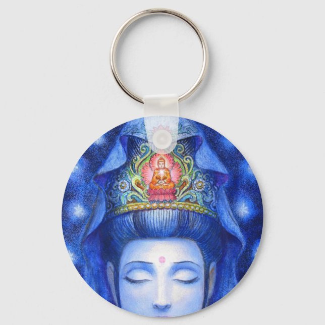Midnight Zen Meditation Kuan Yin Keychain (Front)