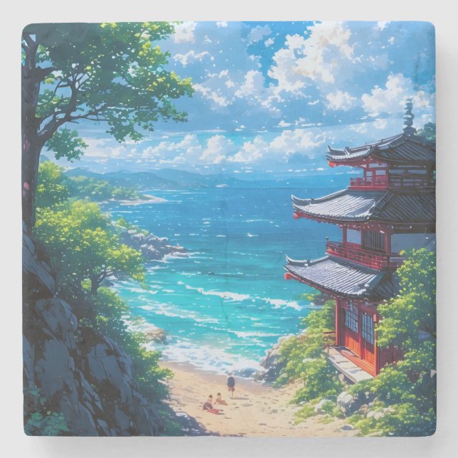 Midori to Umi no Michi  Stone Coaster (Front)