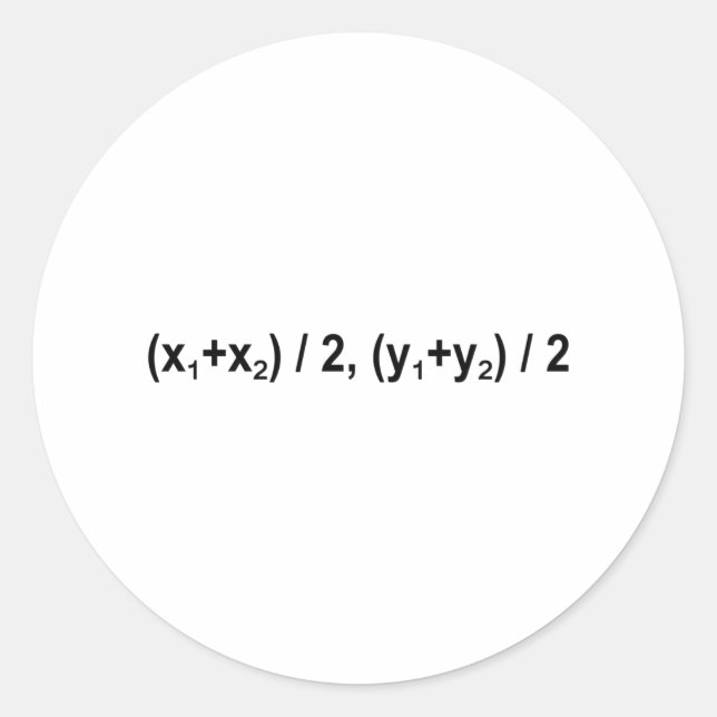 Midpoint Formula Math Mathematical Physics Classic Round Sticker (Front)