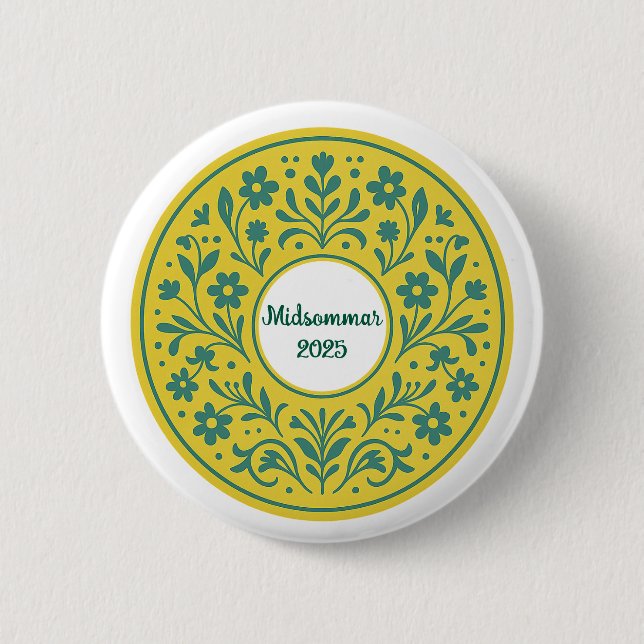 Midsommar - Traditional Swedish Midsummer Button (Front)