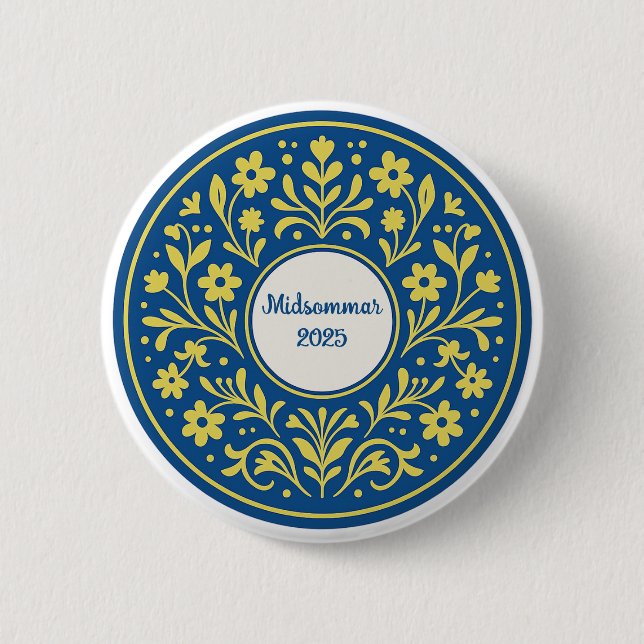 Midsommar - Traditional Swedish Midsummer Button (Front)