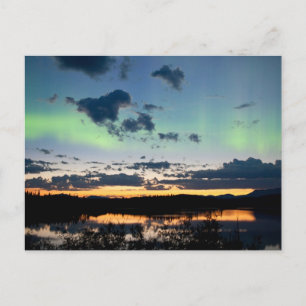Midsummer Aurora borealis over Lake Laberge, Yukon Postcard