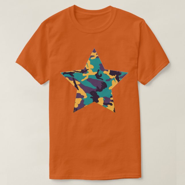 Midsummer Camo Pattern Star T-Shirt (Design Front)