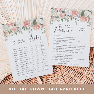 Midsummer Double-Sided Bridal Shower Game Card