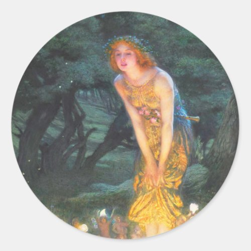 Midsummer Eve 1908 by Edward Robert Hughes Classic Round Sticker