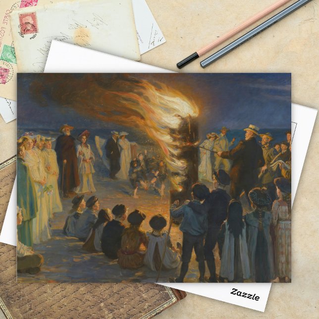 Midsummer Eve Bonfire on Skagen Beach, P.S.Krøyer Postcard (Creator Uploaded)