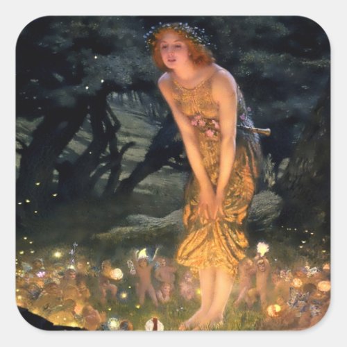 Midsummer Eve by Edward Robert Hughes Square Sticker