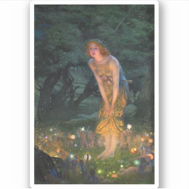 Midsummer Eve c. 1908 by Edward Robert Hughes Sticker (Front)