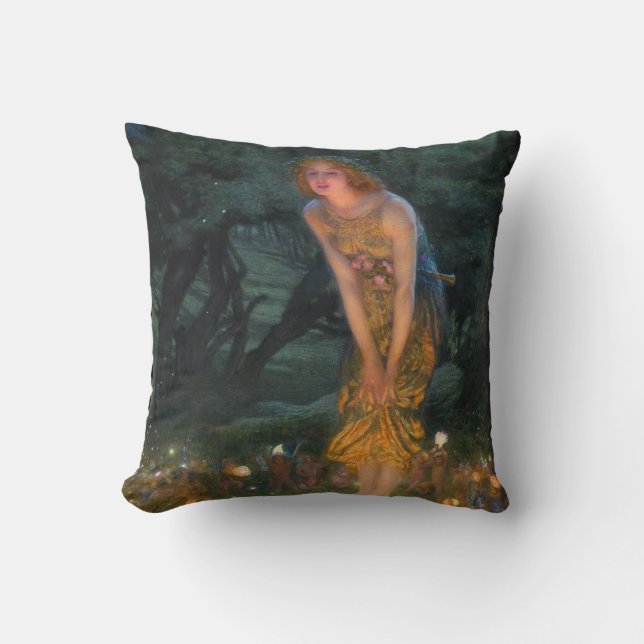Midsummer Eve c. 1908 by Edward Robert Hughes Throw Pillow (Front)